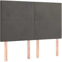 vidaXL Hoofdbord donkergrijs 144x5x118/128 cm Fluweel