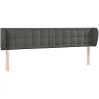 vidaXL Hoofdbord met randen 163x23x78/88 cm fluweel donkergrijs
