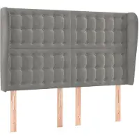 vidaXL Hoofdbord met randen 147x23x118/128 cm fluweel lichtgrijs