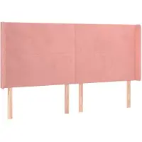 vidaXL Hoofdbord met randen 203x16x118/128 cm fluweel roze