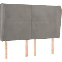 vidaXL Hoofdbord met randen 147x23x118/128 cm fluweel lichtgrijs