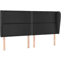 vidaXL Hoofdbord met randen 183x23x118/128 cm kunstleer zwart