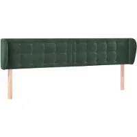 vidaXL Hoofdbord met randen 203x23x78/88 cm fluweel donkergroen
