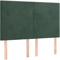 vidaXL Hoofdbord donkergroen 144x5x118/128 cm fluweel