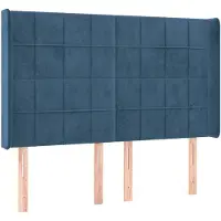 vidaXL Hoofdbord met randen 147x16x118/128 cm fluweel donkerblauw