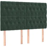 vidaXL Hoofdbord donkergroen 160x7x118/128 cm fluweel