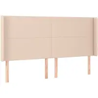 vidaXL Hoofdbord met randen 203x16x118/128cm kunstleer cappuccinokleur
