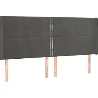 vidaXL Hoofdbord met randen 203x16x118/128 cm fluweel donkergrijs