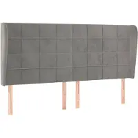vidaXL Hoofdbord met randen 183x23x118/128 cm fluweel lichtgrijs