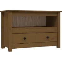 vidaXL Tv-meubel 79x35x52 cm massief grenenhout honingbruin
