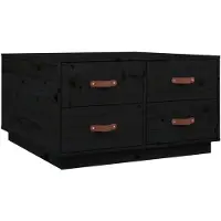 vidaXL Salontafel 80x80x45 cm massief grenenhout zwart