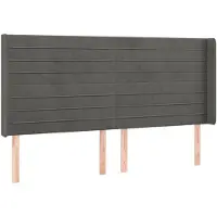 vidaXL Hoofdbord met randen 183x16x118/128 cm fluweel donkergrijs