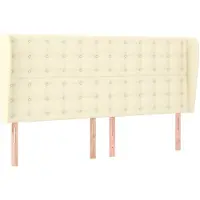 vidaXL Hoofdbord met randen 203x23x118/128 cm kunstleer crèmekleurig