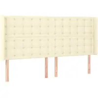 vidaXL Hoofdbord met randen 203x16x118/128 cm kunstleer crèmekleurig