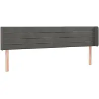 vidaXL Hoofdbord met randen 183x16x78/88 cm fluweel donkergrijs