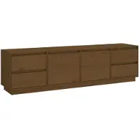 vidaXL Tv-meubel 176x37x47,5 cm massief grenenhout honingbruin