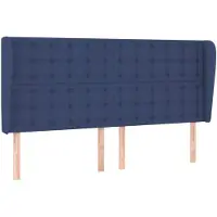 vidaXL Hoofdbord met randen 163x23x118/128 cm stof blauw