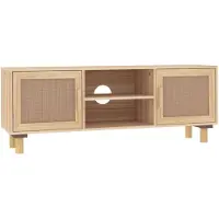 vidaXL Tv-meubel 105x30x40 cm massief grenenhout en rattan bruin