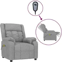vidaXL Massagestoel elektrisch stof lichtgrijs