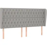 vidaXL Hoofdbord met randen 203x23x118/128 cm stof lichtgrijs