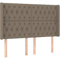 vidaXL Hoofdbord met randen 147x16x118/128 cm stof taupe