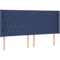 vidaXL Hoofdbord met randen 203x16x118/128 cm stof blauw