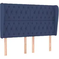 vidaXL Hoofdbord met randen 147x23x118/128 cm stof blauw
