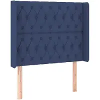 vidaXL Hoofdbord met randen 93x16x118/128 cm stof blauw