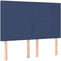 vidaXL Hoofdbord blauw 144x5x118/128 cm stof