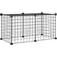 vidaXL Huisdierenkooi met 8 panelen 35x35 cm staal zwart