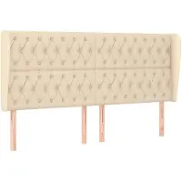 vidaXL Hoofdbord met randen 203x23x118/128 cm stof crèmekleurig