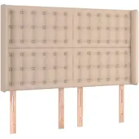 vidaXL Hoofdbord met randen 147x16x118/128cm kunstleer cappuccinokleur