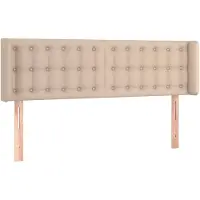vidaXL Hoofdbord met randen 147x16x78/88 cm kunstleer cappuccinokleur