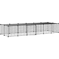 vidaXL Huisdierenkooi met deur 28 panelen 35x35 cm staal zwart