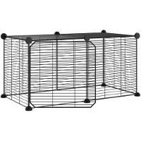 vidaXL Huisdierenkooi met deur 8 panelen 35x35 cm staal zwart