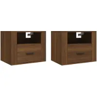 vidaXL Nachtkastjes 2 st wandgemonteerd 50x36x40 cm bruin eikenkleur