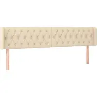 vidaXL Hoofdbord met randen 203x16x78/88 cm stof crèmekleurig