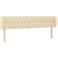 vidaXL Hoofdbord met randen 183x23x78/88 cm stof crèmekleurig