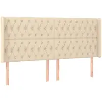 vidaXL Hoofdbord met randen 203x16x118/128 cm stof crèmekleurig