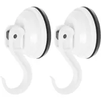 Benson 2x stuks Benson sterke zuignap badkamer/keuken ophang haken - kunststof - Draagkracht 6 KG - Handdoekhaakjes