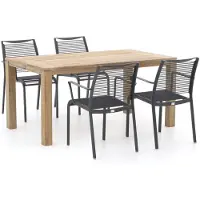 Apple Bee + 10% kassakorting | Hawaii/ROUGH-S 160cm dining tuinset 5-delig stapelbaar
