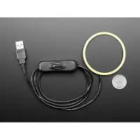 Adafruit Cool White LED Ring Light with USB Cable and On/Off Switch - 70mm Diameter 5V 5137