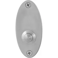 GPF bouwbeslag Beldrukker ovaal 80x38x2mm met RVS button - RVS geborsteld