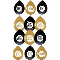 Haza - Feestartikelen verjaardag 100 jaar 24x mix ballonnen zwart/goud