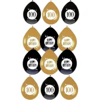 Haza - Feestartikelen verjaardag 100 jaar 36x mix ballonnen zwart/goud