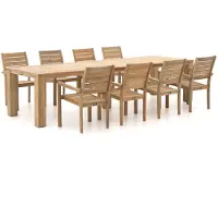 Rough furniture + 10% kassakorting | ROUGH-S/ROUGH-X 320cm dining tuinset 9-delig stapelbaar