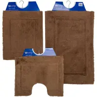 Wicotex Wicotex-Badmatset-Badmat-Toiletmat-Bidetmat Zwart uni bruin
