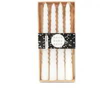 Housevitamin SET VAN 4 GEDRAAIDE KAARSEN/WIT -20CM