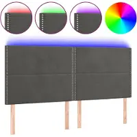vidaXL Hoofdbord LED 160x5x118/128 cm fluweel donkergrijs