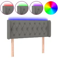 vidaXL Hoofdbord LED 103x16x78/88 cm stof donkergrijs
